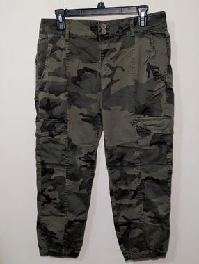 Sanctuary Standard Surplus Camo Cargo Pants Joggers Olive Green Women Size 30"